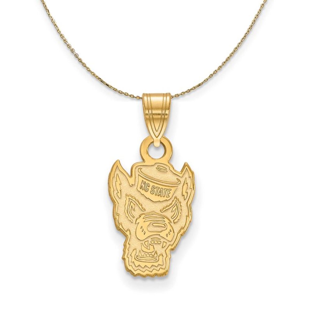 14k Yellow Gold North Carolina Sm Wolfpack Logo Necklace - 22 In